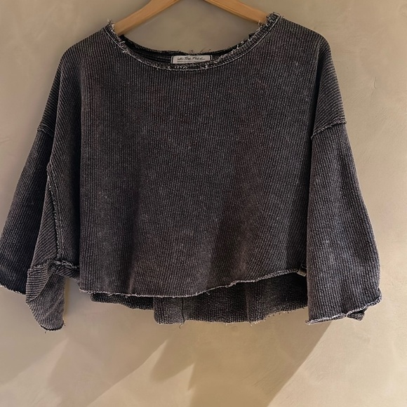 We The Free Tops - We The Free Gray Boxy Crop Top with Dolman Sleeves